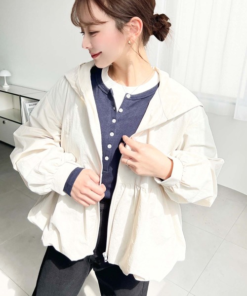 ラウンジドレス ナイロンジップパーカー ブルゾン ベージュ パッカブル マンパ スペシャル企画】LOUNGEDRESSコラボ マウンテンパーカー | earthy_(