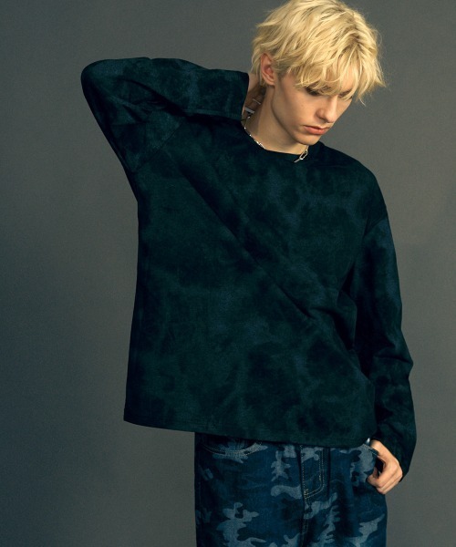 Shoowtime tシャツ Marble pattern oversize long t-shirt