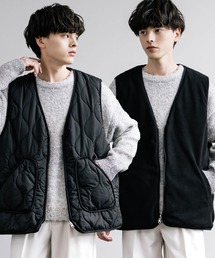 ベスト ジレ ひょうたんキルト×フリース 2WAYリバーシブル中綿入り前開きベスト メンズ レディース｜ZOZOTOWN Yahoo!店