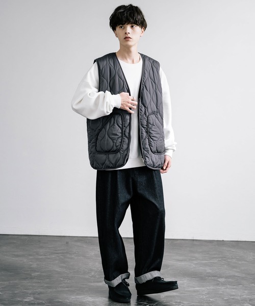 ベスト ジレ ひょうたんキルト×フリース 2WAYリバーシブル中綿入り前開きベスト メンズ レディース | Rocky Monroe | 22