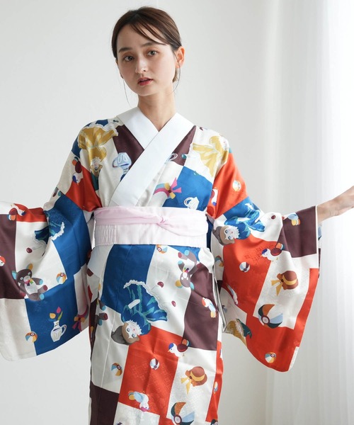 utatane 長襦袢 ニコアンティーク おもちゃばこ ブルー レディース