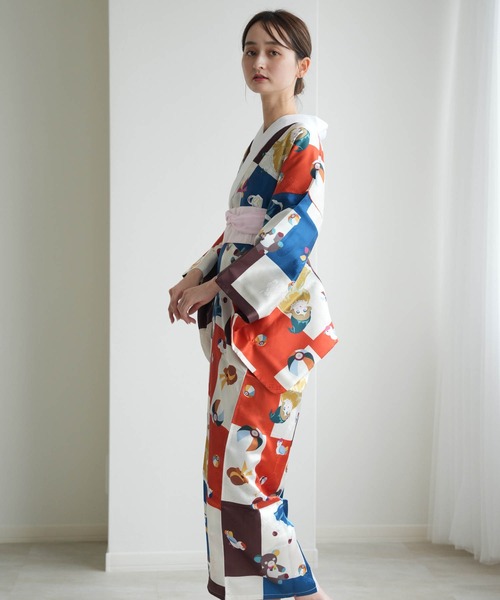 長襦袢 アンティーク 器物 おもちゃ文様 玩具 正絹 衿付 y359 utatane 長襦袢 ニコアンティーク おもちゃばこ ブルー レディース