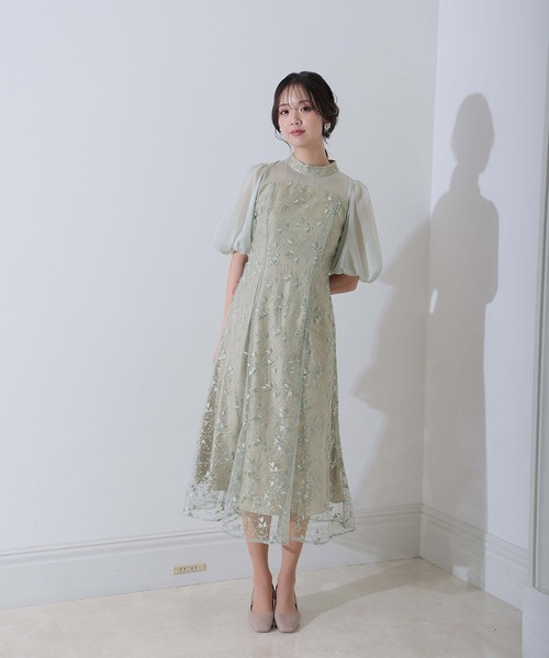 【美品】結婚式　パーティードレス　オケージョンドレス　同窓会　低身長 低身長用サイズあり】結婚式 パーティードレス ジレ袖あり