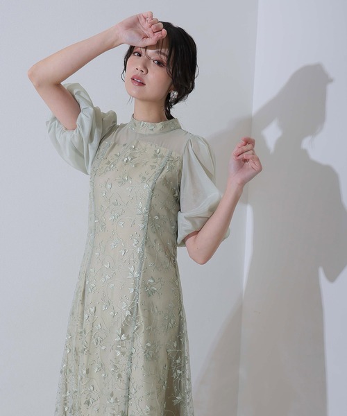 PourVous ドレス 「低身長用サイズあり」七分袖＆ロング同窓会