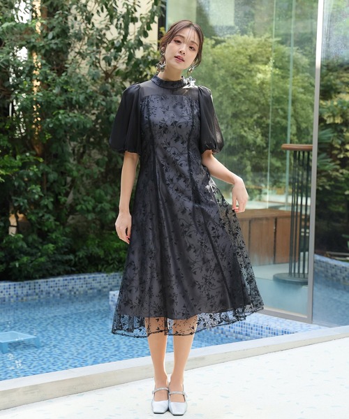 PourVous（プールヴー） ドレス 「低身長用サイズあり」七分袖＆ロング