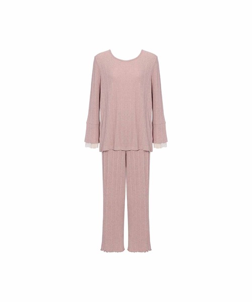 AMOSTYLE（アモスタイル） パジャマ ルームウェア リブパジャマセット