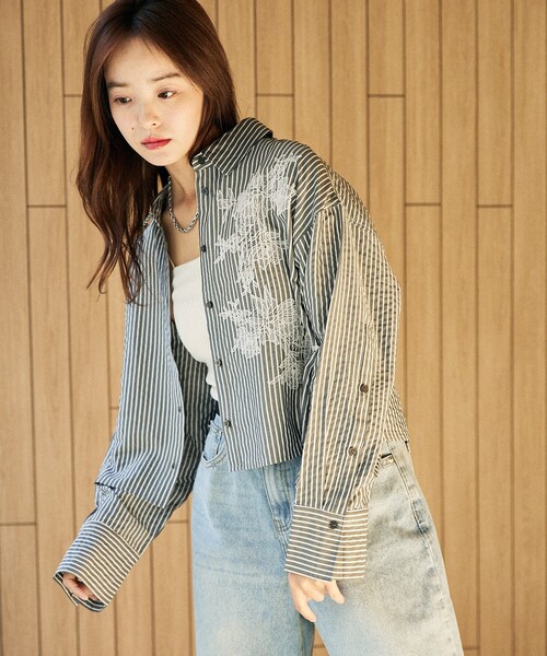 新品タグ付き＊ハグオーワー＊クロスアンドクロス＊ストライプフリルフリンジブラウス 楽天市場】cloth&cross（シャツ・ブラウス｜トップス