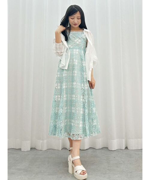 サンドロ Reem モックネック フローラル レース ミニワンピ ミックスカラー総レースミニワンピース/山崎みどり - カラードレス