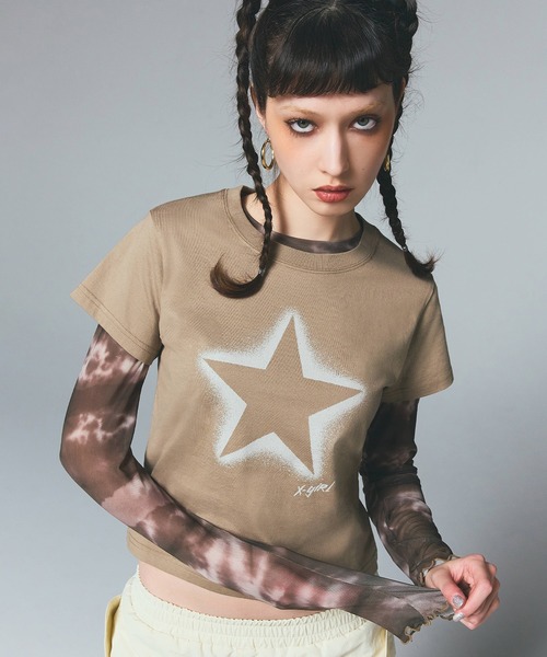 国内配送★X-girl★スプレースター S/S ベビーTシャツ X-girl tシャツ SPRAY STAR S/S BABY TEE レディース : ZOZOTOWN