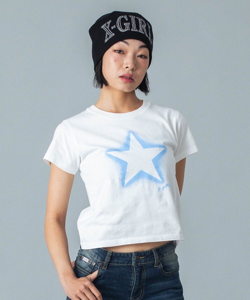 国内配送★X-girl★スプレースター S/S ベビーTシャツ X-girl tシャツ SPRAY STAR S/S BABY TEE レディース : ZOZOTOWN