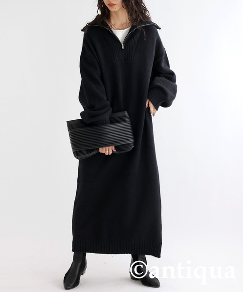 antiqua（アンティカ） ニットワンピース FREE ブラック レディース