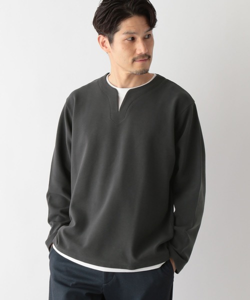 GLOBAL WORK tシャツ キーネックレイヤード/長袖/一部店舗限定