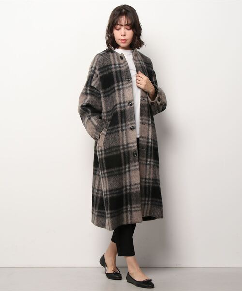 BEAMS BOY ノーカラータータンチェックコート 楽天市場】【SALE／50%OFF】BEAMS BOY / スライバー タータンチェック