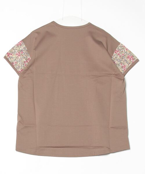 ブローディア BRODIAEA リバティプリント半袖Tシャツ ボタニカル柄×無地切り替えカットソー【日本製】 （イエロー） tシャツ BRODIAEA INSPIRATION ロゴプリント 半袖Tシャツ