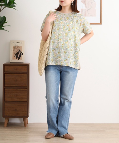tシャツ BRODIAEA リバティプリント半袖Tシャツ ボタニカル柄