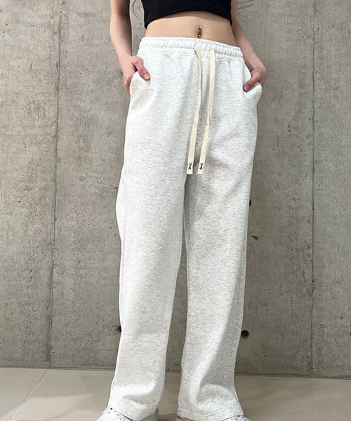 2色 スウェットパンツ ワイドレッグ 裏起毛 ルーズ スポーティ aimoha スウェットパンツ ジャージ 裏起毛ワイドレッグ