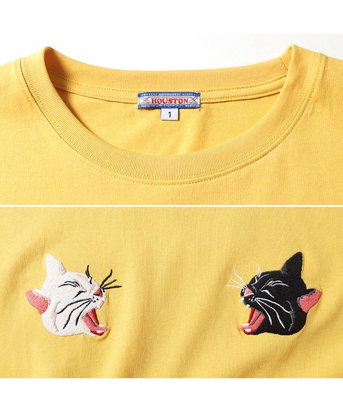 tシャツ HOUSTON 刺繍半袖Ｔシャツ(CAT) レディース メンズ HOUSTON tシャツ 刺繍半袖Tシャツ(CAT) レディース メンズ