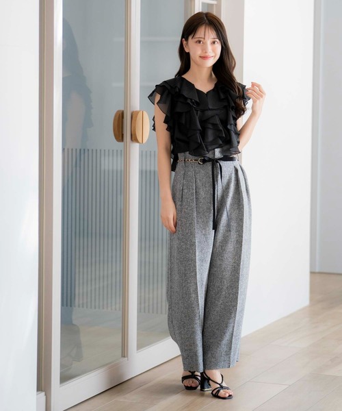 Noela レースワイドパンツ Noela（ノエラ）の「【美人百花12月号掲載 堀田茜ちゃん着用