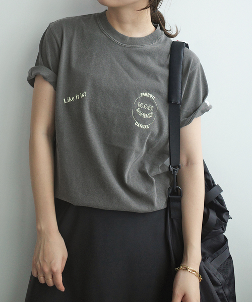 tシャツ 「PARROTT CANVAS/パロットキャンバス」グラフィックTシャツ　デランドホテル/プールサイド/半袖　「WEB限定」 レディース PARROTT CANVAS/パロットキャンバス】グラフィックTシャツ デ