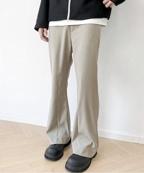 JOHNNY WOLF シューカットパンツ ホワイト ブラック JOHNNY WOLF（ジョニーウルフ） ワイドパンツ スラックス AUGUS ブーツ