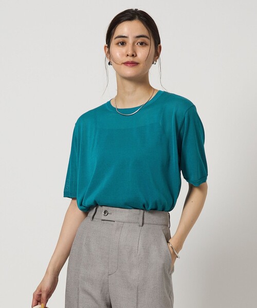 ニット セーター Circ クロップド ニット TEE -接触冷感- レディース