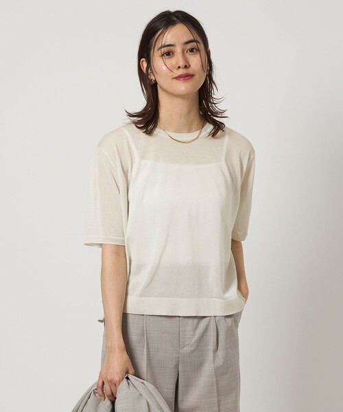 ニット セーター Circ クロップド ニット TEE -接触冷感- レディース