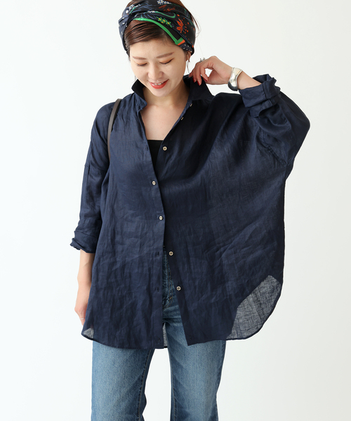 ブラウス シャツ 「追加」 80リネンカシュクール ビッグシャツ レディース | Spick＆Span | 03