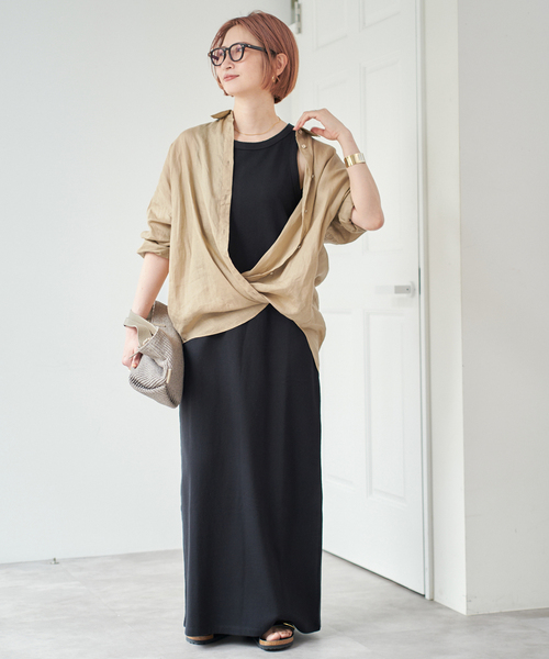 25ss♪極美品★Spick&Span 80リネンカシュクールビッグシャツ Spick and Span 80リネンカシュクールビッグシャツ