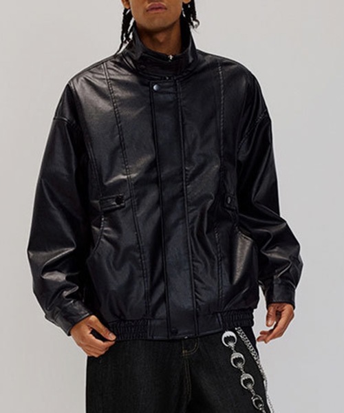 TOBEE ブルゾン アウター 「TOBEE」リラクシー スタンドネック レザー