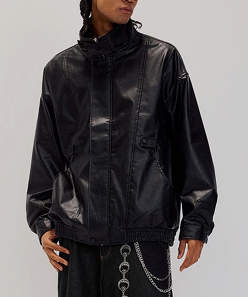 TOBEE ブルゾン アウター 「TOBEE」リラクシー スタンドネック レザー