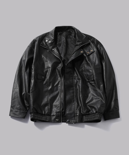 SALE!24年コレクションライン ストレッチレザーJK 新品未使用 9号 黒色 TOBEE ブルゾン アウター 「TOBEE」リラクシー スタンドネック レザー