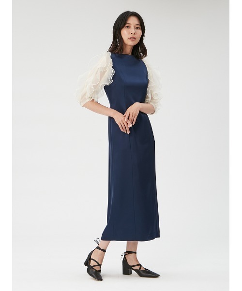 FRAY I.D / 半袖ワンピース/one/レーヨン/ブルー/FWNO234117 FRAY I.D（フレイ・アイディー） 半袖ワンピース 1 ネイビー