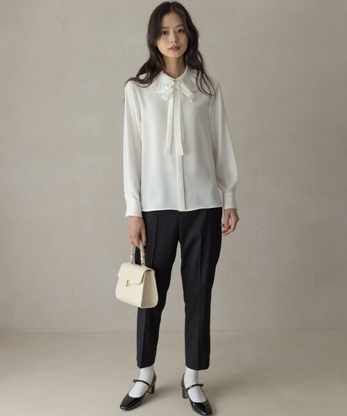 組曲（KUMIKYOKU） ブラウス シャツ ボウタイ付きフリルカラー