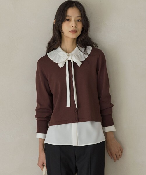 組曲（KUMIKYOKU） ブラウス シャツ ボウタイ付きフリルカラー