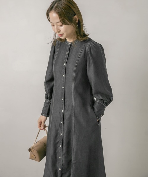 [URBAN RESEARCH Sonny Label] длинный рукав One-piece SMALL индиго голубой женский 