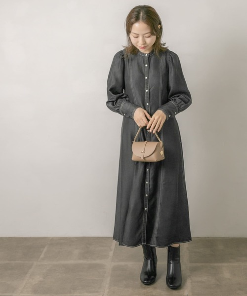 [URBAN RESEARCH Sonny Label] длинный рукав One-piece SMALL индиго голубой женский 