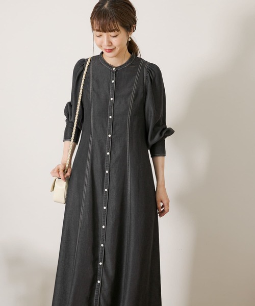 [URBAN RESEARCH Sonny Label] длинный рукав One-piece SMALL индиго голубой женский 