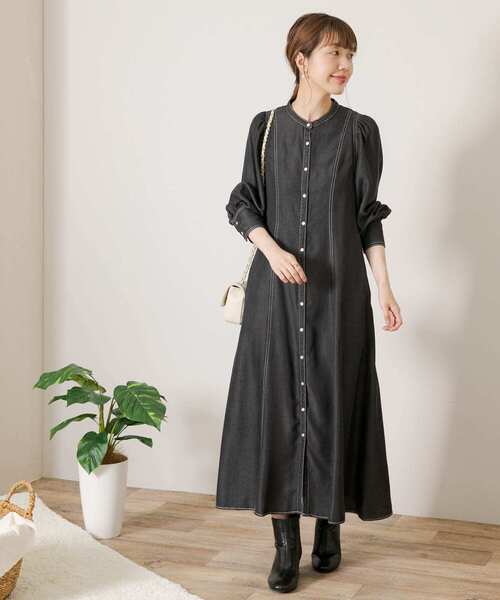 [URBAN RESEARCH Sonny Label] длинный рукав One-piece SMALL индиго голубой женский 