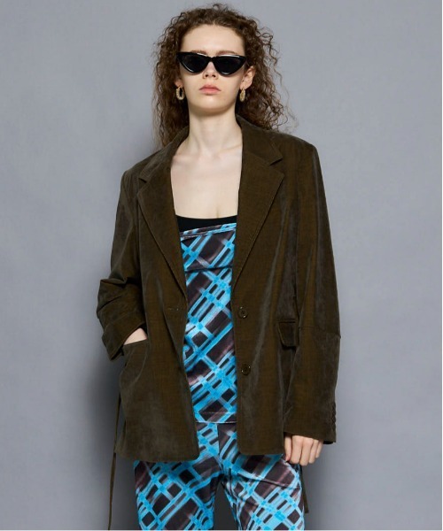 ジャケット テーラードジャケット Chambray Corduroy Jacket/シャンブレーコーデュロイジャケットセットアップ対応 レディースの画像
