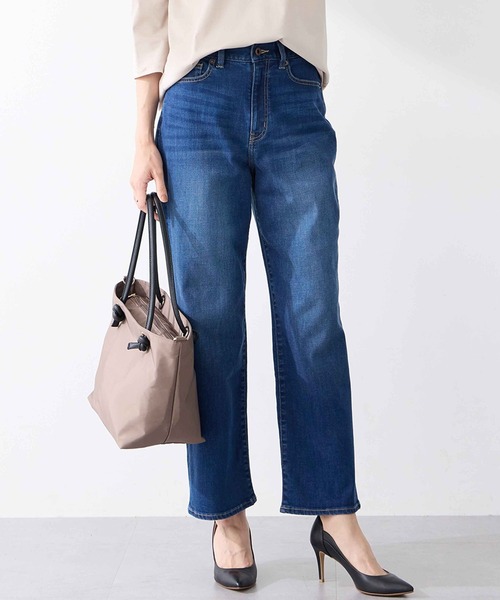 パンツ ストレッチストレートデニムパンツ「大きいサイズあり・新色追加」 レディースの画像