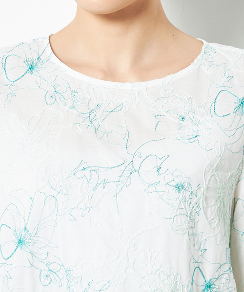 「A/C DESIGN BY ALPHA CUBIC」 半袖ブラウス 9号 グリーン レディース_画像4