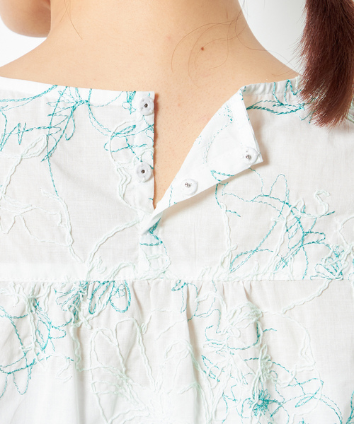 「A/C DESIGN BY ALPHA CUBIC」 半袖ブラウス 9号 グリーン レディース_画像5