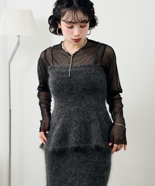 ニット セーター mohair peplum camisole knit tops /モヘアペプラム
