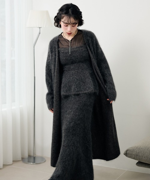 ニット セーター mohair peplum camisole knit tops /モヘアペプラム