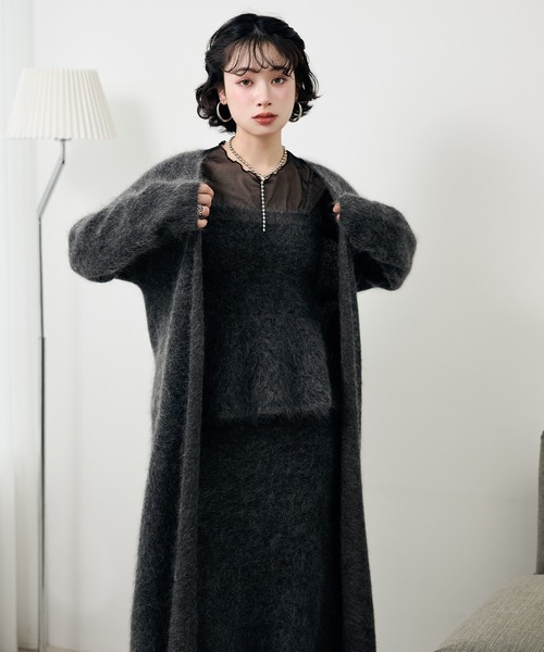 ニット セーター mohair peplum camisole knit tops /モヘアペプラム