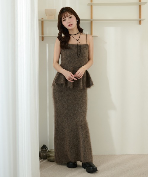 ニット セーター mohair peplum camisole knit tops /モヘアペプラム