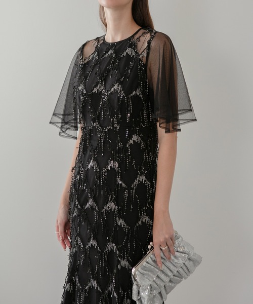 Leja（レジャ） ドレス 「LEJA」チュールスリーブスパンコール