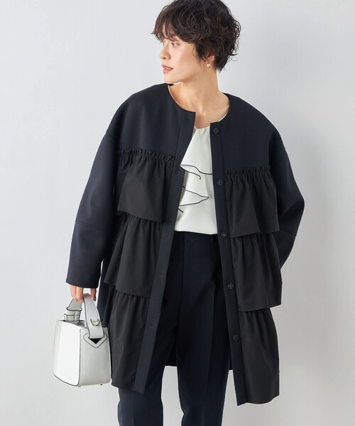 【NOLLEY'S(ノーリーズ)】ノーカラーコート♪ NOLLEY'S（ノーリーズ） ノーカラーコート FREE ブラック レディース