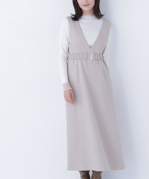 【新品未使用】ジャンパースカート ベルト付Ｖネックジャンスカ　PSサイズ NATURAL BEAUTY BASIC（ナチュラルビューティーベーシック