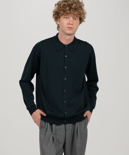 セーター ニット JOHN SMEDLEY TIBOR メリノウール ポロカラーニットシャツ メンズの画像